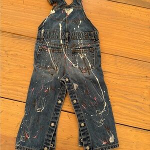 Custom overalls hand painted for 2 year old birthday party. Worn for pics only.